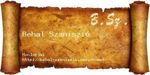Behal Szaniszló névjegykártya